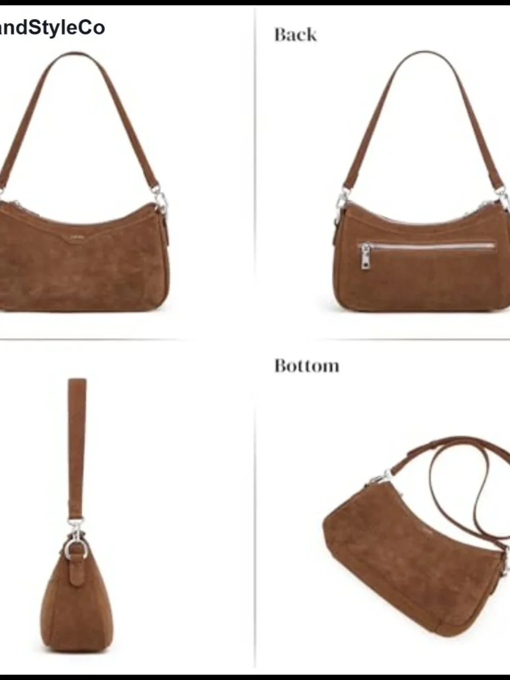 Genuine Suede Leather Hobo Crossbody Purse Shoulder Bag Womens Handbag 2 Straps
